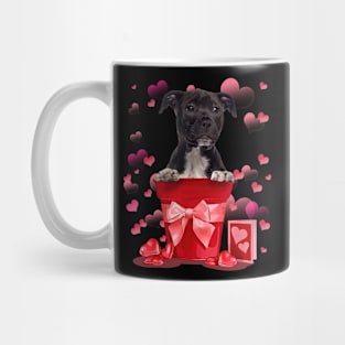 American Staffordshire Terrier In Red Pot Happy Valentine Mug